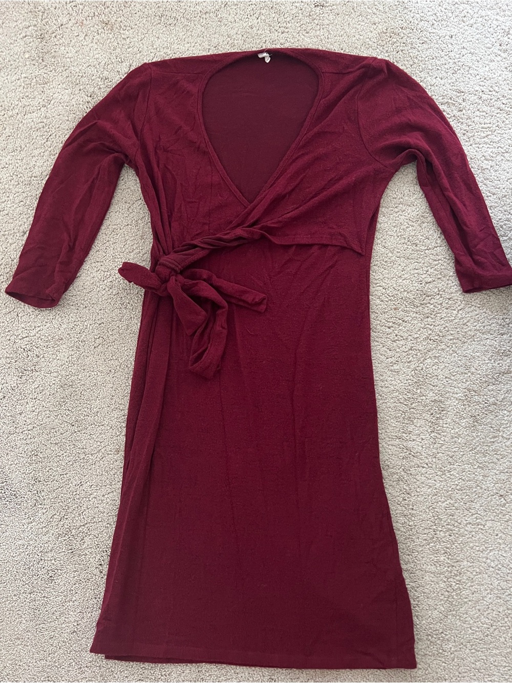 Pinkblush Burgundy Long Sleeve Wrap Dress